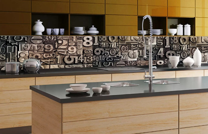 Fototapetes virtuvei ar lamināciju, pašlīmējošas plēve un flizelīns - Tipogrāfija (350x60 cm) Art4home