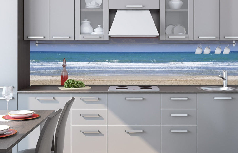 Pašlīmējošas fototapetes virtuvei - Tukša pludmale  (260x60 cm) Art4home