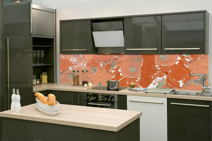 Pašlīmējošas fototapetes virtuvei - Vecā siena (sarkanbrūna) (260x60 cm) Art4home