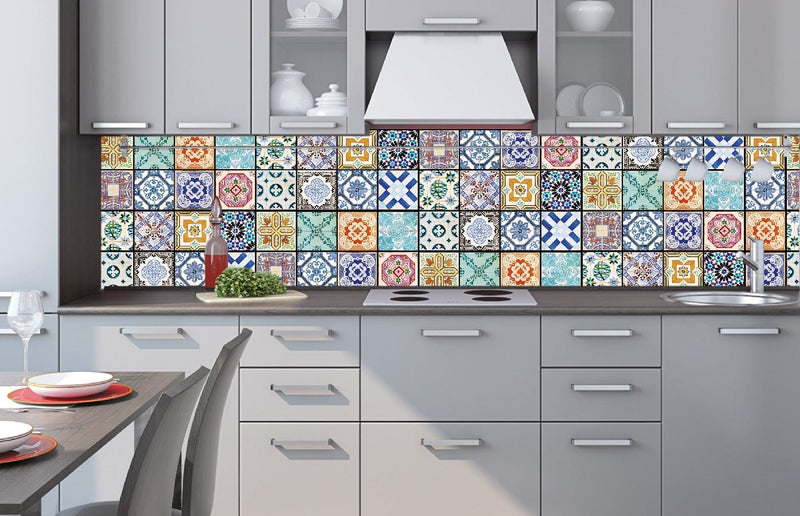 Fototapetes virtuvei ar lamināciju, pašlīmējošas plēve un flizelīns - Vintāžas flīzes  (260x60 cm) Art4home