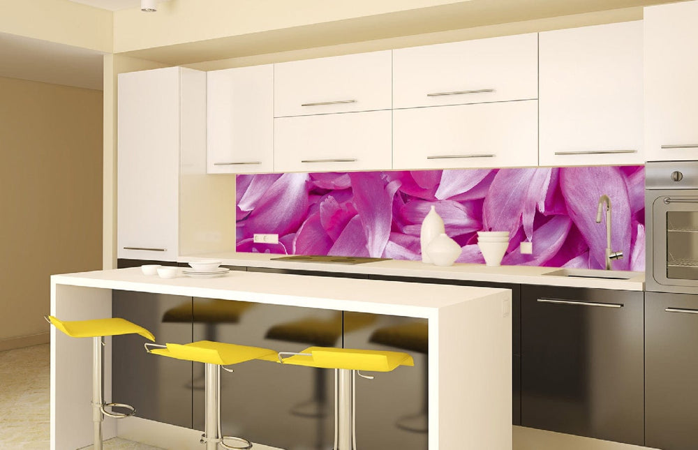 Pašlīmējošas fototapetes virtuvei - Violetās ziedlapiņas  (260x60 cm) Art4home