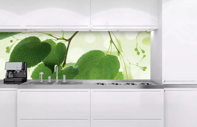 Fototapetes virtuvei ar lamināciju, pašlīmējošas plēve un flizelīns - Zaļās lapas  (180x60 cm) Art4home