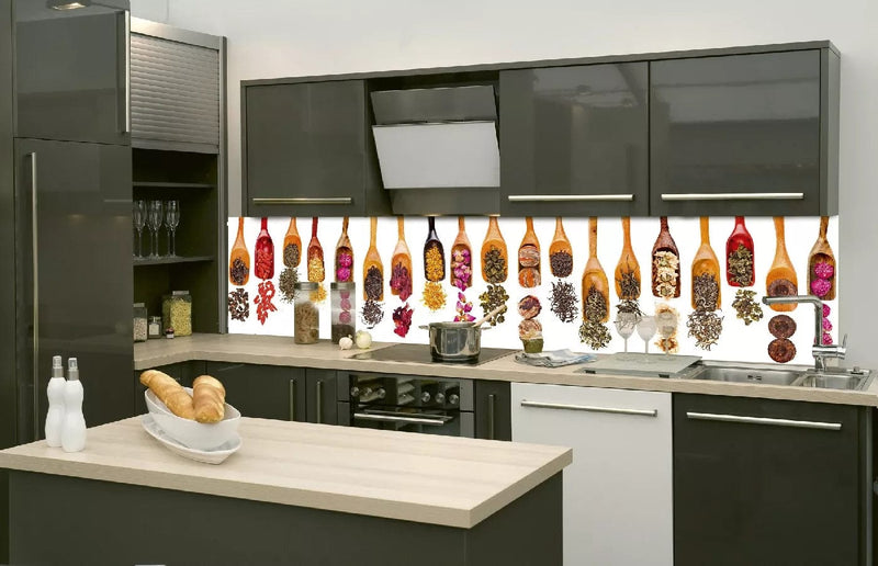 Fototapetes virtuvei ar lamināciju, pašlīmējošas plēve un flizelīns - Zāļu kausiņi  (260x60 cm) Art4home