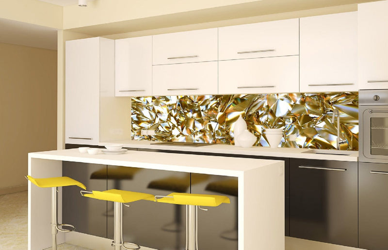 Fototapetes virtuvei ar lamināciju, pašlīmējošas plēve un flizelīns - Zelta kristāls  (260x60 cm) Art4home