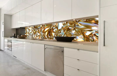 Fototapetes virtuvei ar lamināciju, pašlīmējošas plēve un flizelīns - Zelta kristāls (350x60 cm) Art4home