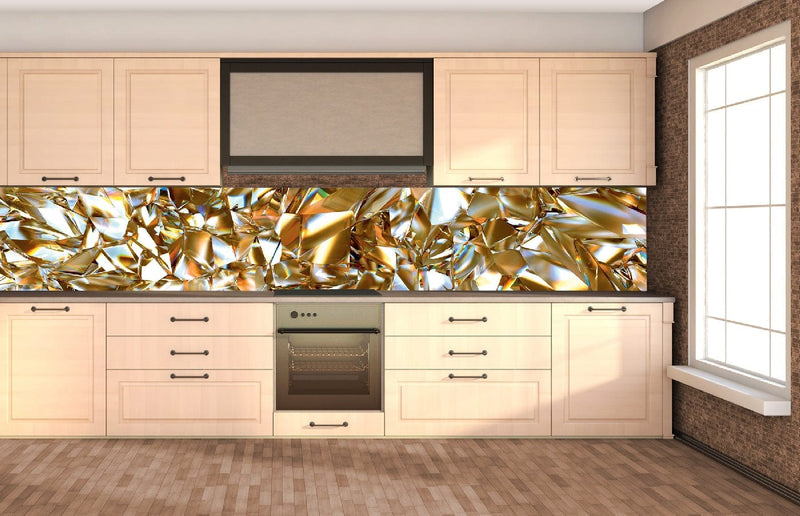 Fototapetes virtuvei ar lamināciju, pašlīmējošas plēve un flizelīns - Zelta kristāls (350x60 cm) Art4home