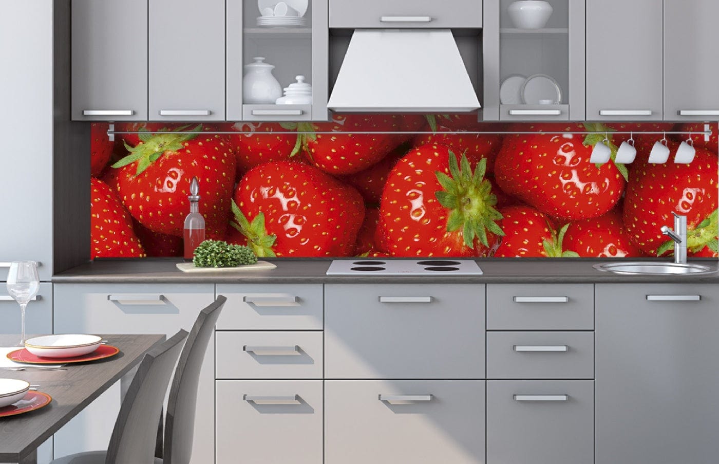 Fototapetes virtuvei ar lamināciju - Zemenes  (260x60 cm) Art4home