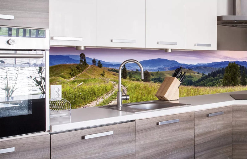 Fototapetes virtuvei ar lamināciju, pašlīmējošas plēve un flizelīns - Ziedoši kalni  (260x60 cm) Art4home