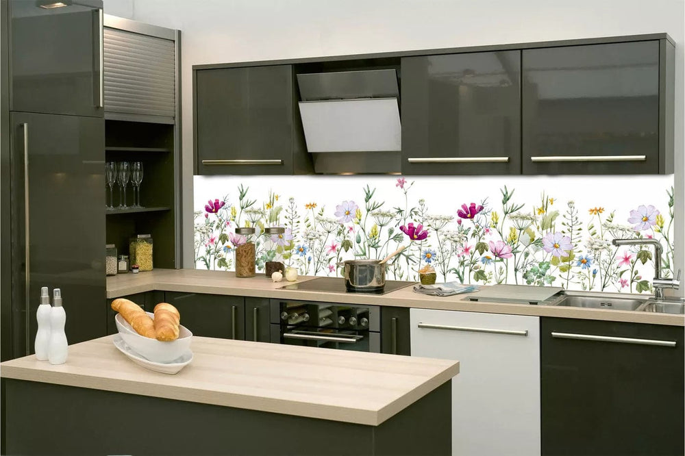 Pašlīmējošas fototapetes virtuvei - Ziedu motīvs (260x60 cm) Art4home