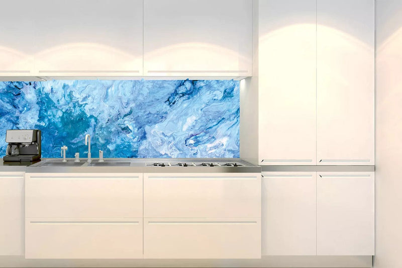 Fototapetes virtuvei ar lamināciju, pašlīmējošas plēve un flizelīns - Zila abstrakcija (180x60 cm) Art4home