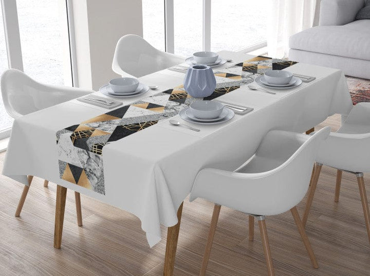 Galda celiņš - Elegantā ģeometrija ar marmora un zelta imitāciju G-ART