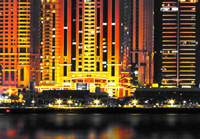 Glezna uz akrila stikla ar Dubaiju naktī - Pilsēta tuksnesī
