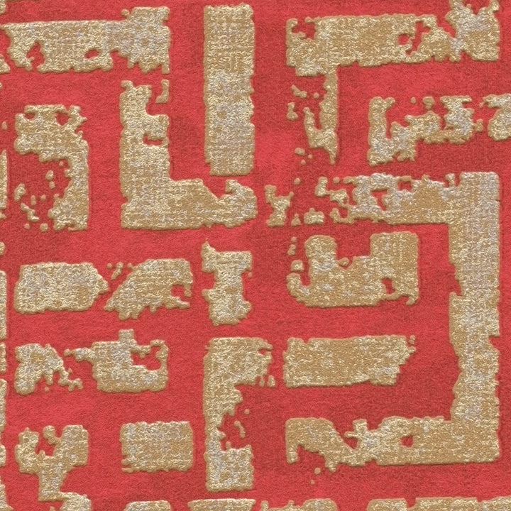 Grafiskas tapetes ar strukturētu virsmu sarkanā, zeltā krāsā - 1363612 AS Creation
