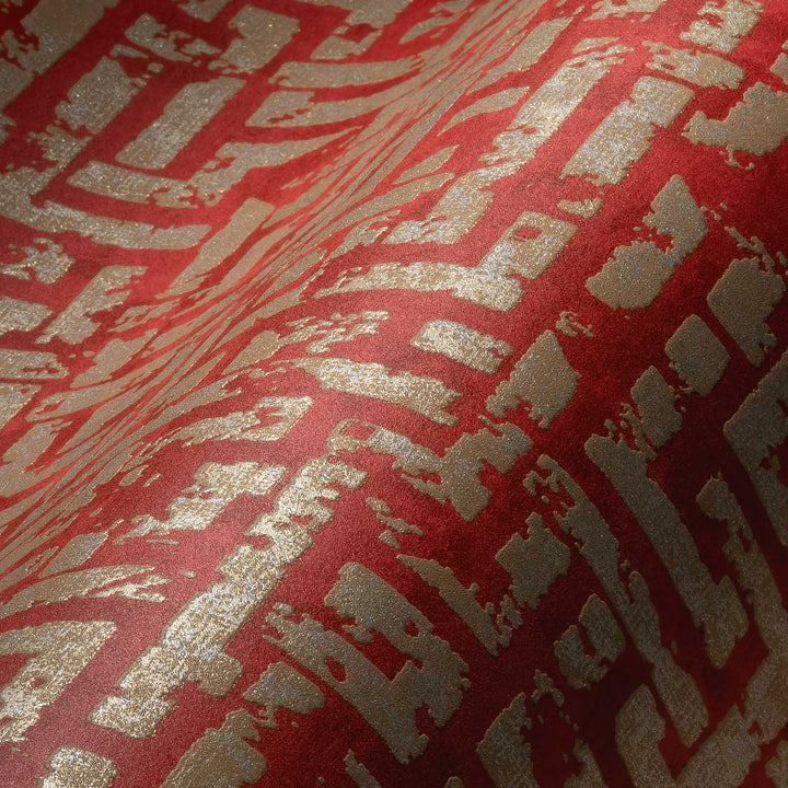 Grafiskas tapetes ar strukturētu virsmu sarkanā, zeltā krāsā - 1363612 AS Creation