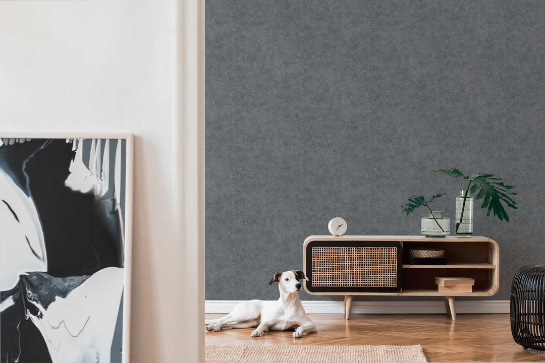 Tapetes tumši pelēkā krāsā ar vintāža efektu 376556 Tapetenshop.lv