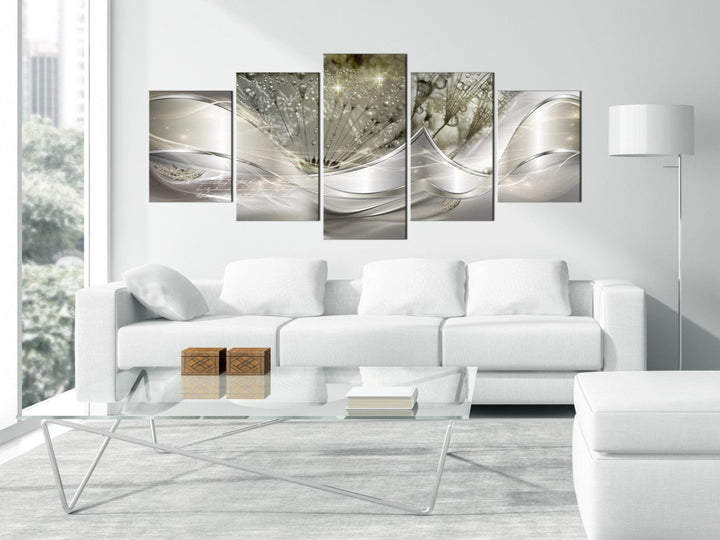 Glezna ar pienenēm - Modernās pienenes (5 daļas), Zaļa, plata -107630 G-ART