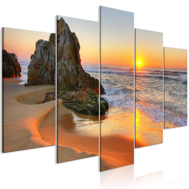 Canva with sunset and sea - Meeting at sunset (5 parts), Plata, 123332 G-ART.