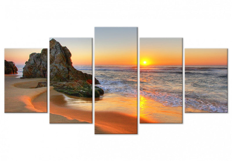 Canva with sunset and sea - Meeting at sunset (5 parts), Plata, 123332 G-ART.