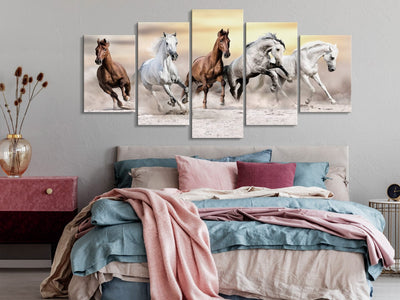 Canva with horses - Horse herd (5 parts), Broad Angle, 126876 G-ART.