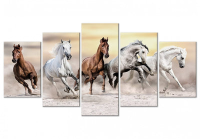 Canva with horses - Horse herd (5 parts), Broad Angle, 126876 G-ART.