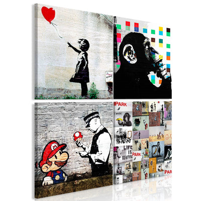 Glezna Banksy kolāža (4 daļas) Tapetenshop.lv.