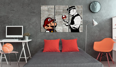 Kanva Banksy: Mario Bros (3 daļas, horizontāla) G-ART.
