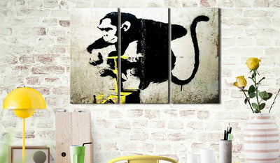 Glezna Banksy pērtiķa TNT detonators (3 daļas, horizontāla) Tapetenshop.lv.