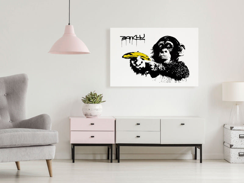 Glezna Banksy: Pērtiķis ar banānu (1 daļa) Plata Tapetenshop.lv.