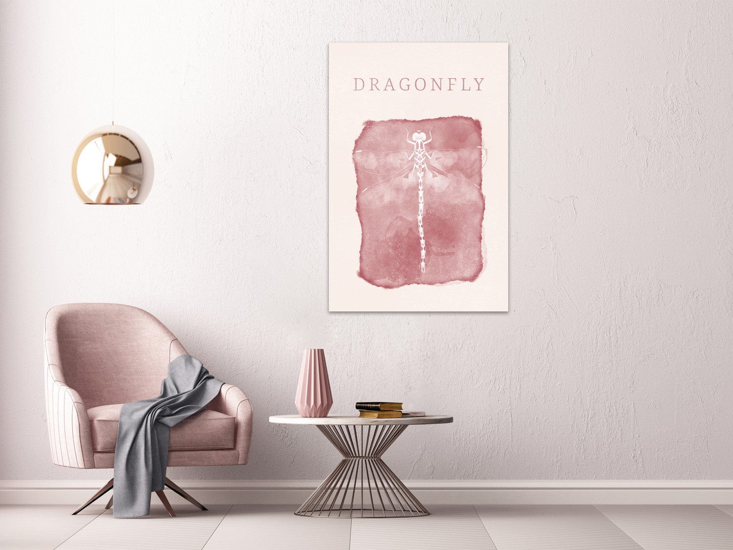 Glezna scandiboho stilā ar spāri rozā toņos (1 daļa), vertikāla G-ART.