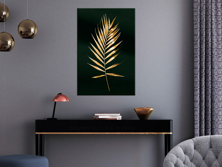 Glezna ar zelta lapu uz melna fona (1 daļa), vertikāla, 135581  G-ART.