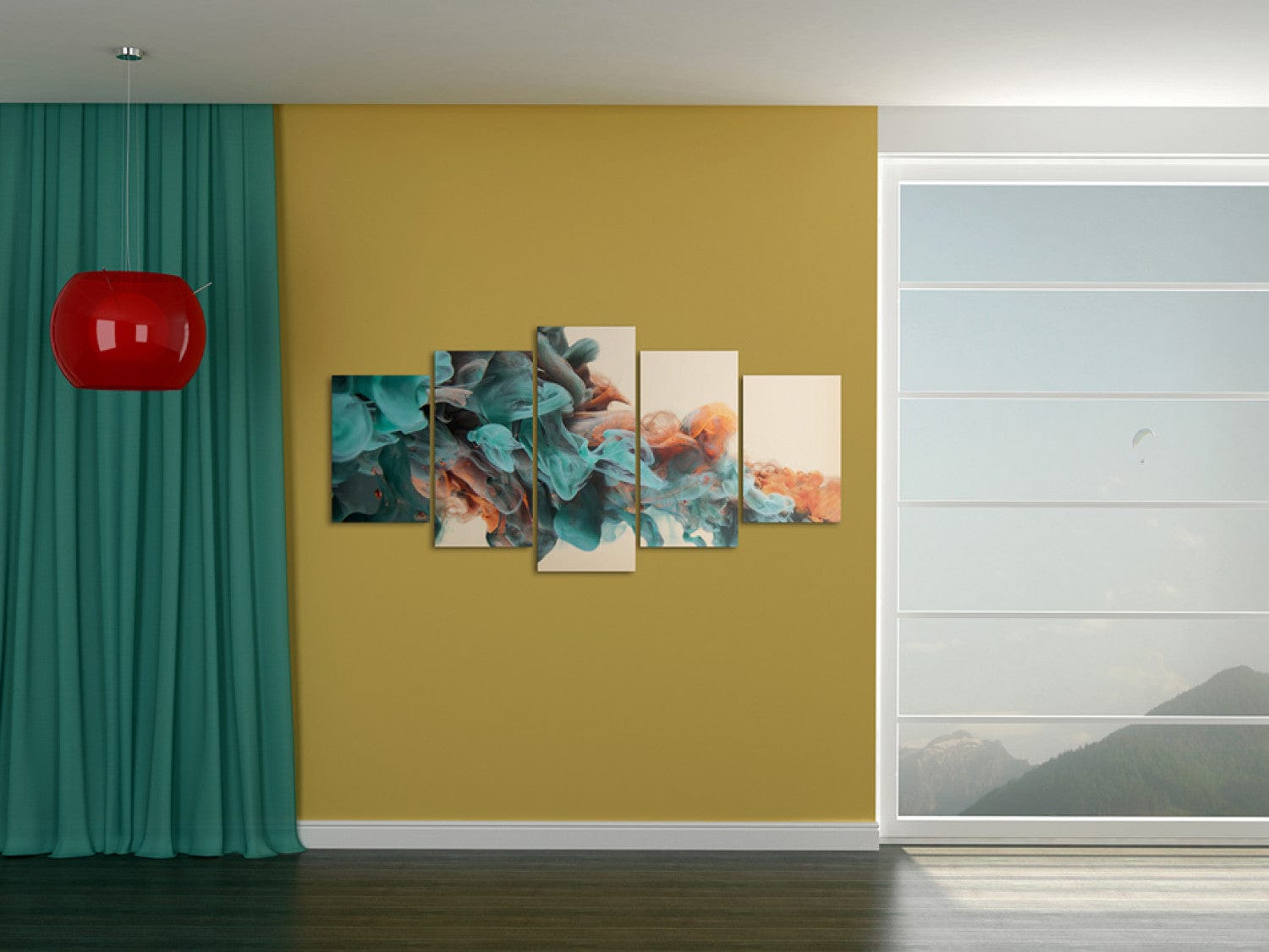 Glezna ar krāsainiem dūmiem zilā un tirkīzā krāsā G-ART