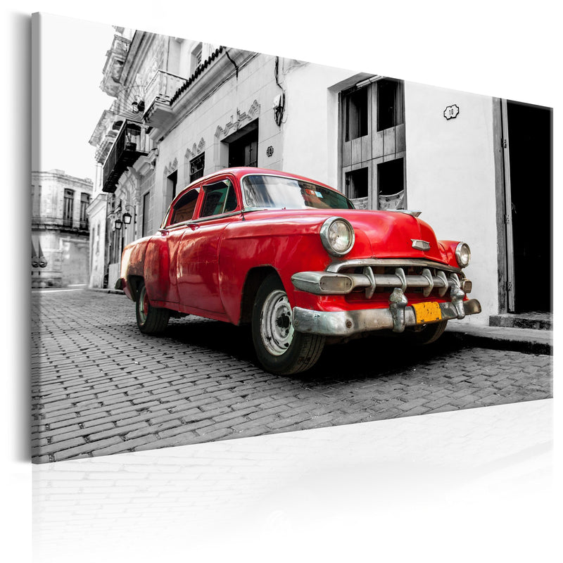 Glezna Kubas klasiskais automobilis (sarkans) Tapetenshop.lv.