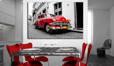 Glezna Kubas klasiskais automobilis (sarkans) Tapetenshop.lv.