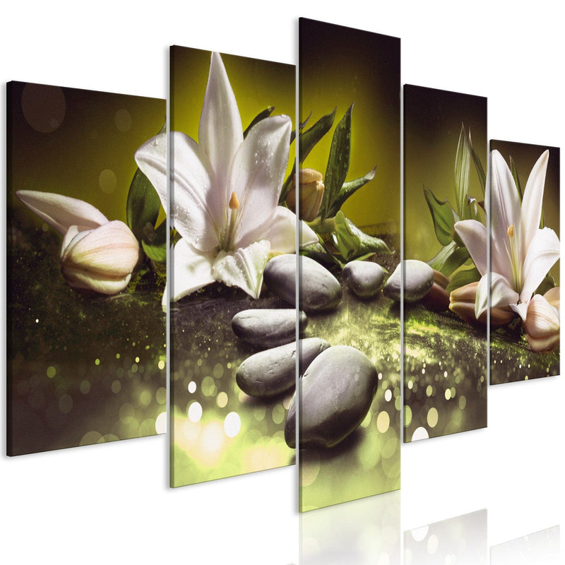 Canva - Lilies and stones (5 parts), Wide,, Green G-ART.