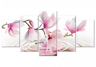 Canvas-taulut Magnolia veden yllä (5 kpl), vaaleanpunainen, 123643 G-ART.