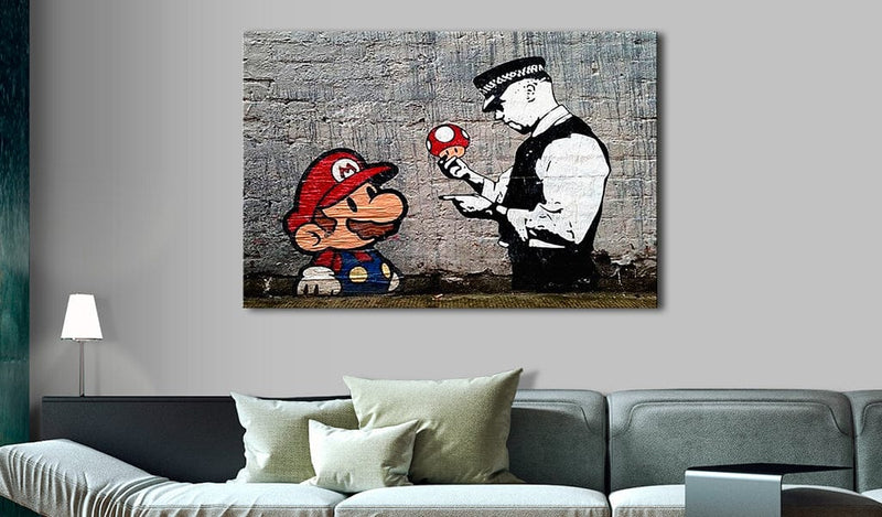 Glezna Mario un policists - Banksy (1 daļa, vertikāla) Tapetenshop.lv.