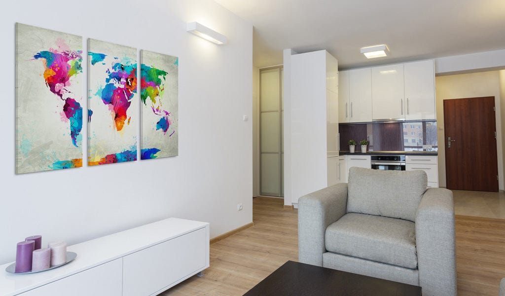 Glezna - Pasaules karte: Krāsu eksplozija (x 3) G-ART