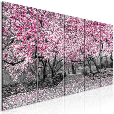 Glezna Rudens parkā (5 daļas) Šaura, rozā krāsā Tapetenshop.lv.