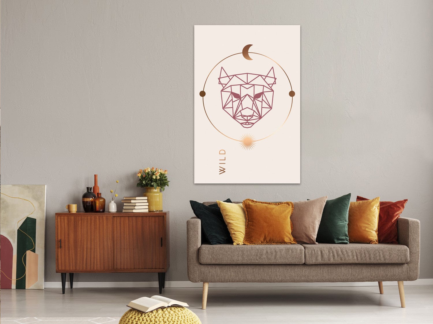 Glezna scandiboho stilā ar stilizēto dzīvnieku (1 daļa), vertikāla G-ART.