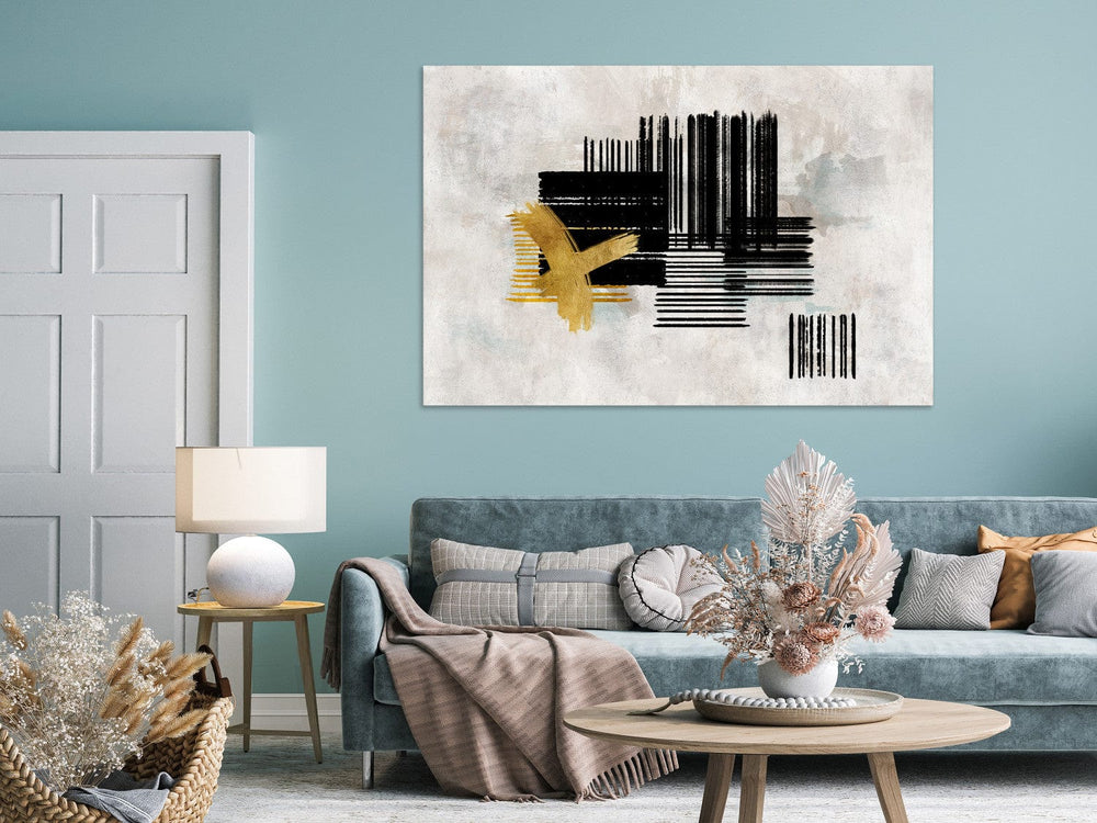 Glezna ar skicēm melnā un zeltā krāsā (1 daļa), horizontāla138285 G-ART.