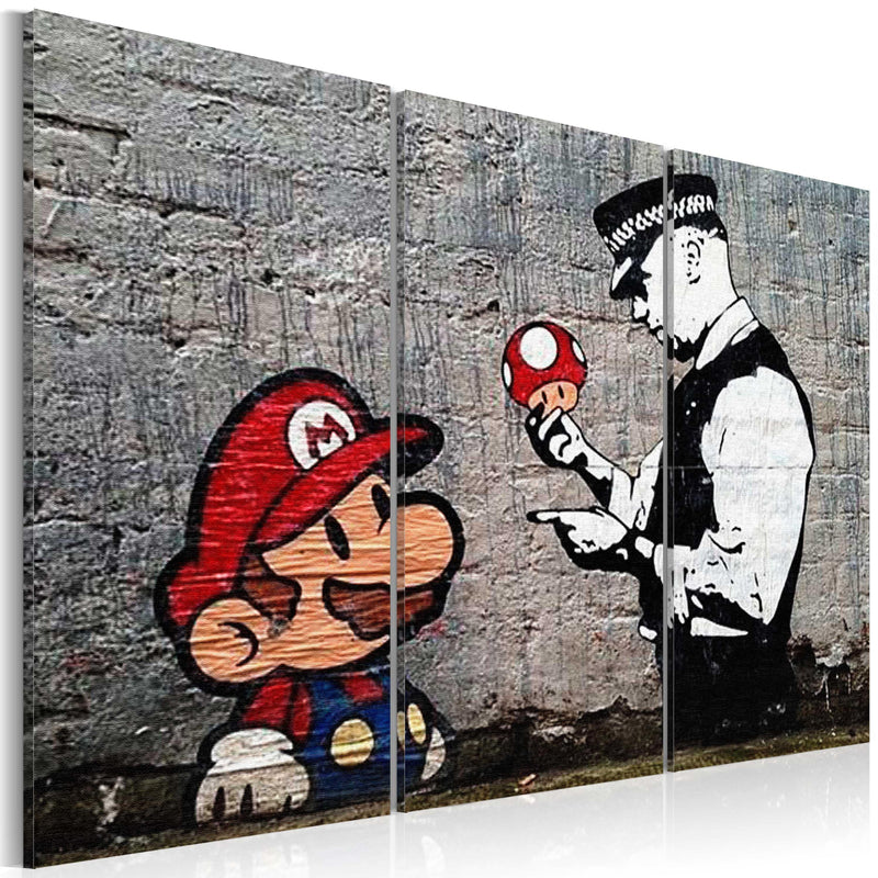 Glezna Super Mario sēņu policists, Banksy (3 daļas, horizontāla) Tapetenshop.lv.