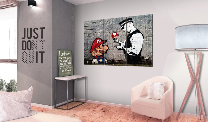 Glezna Super Mario sēņu policists, Banksy (3 daļas, horizontāla) Tapetenshop.lv.