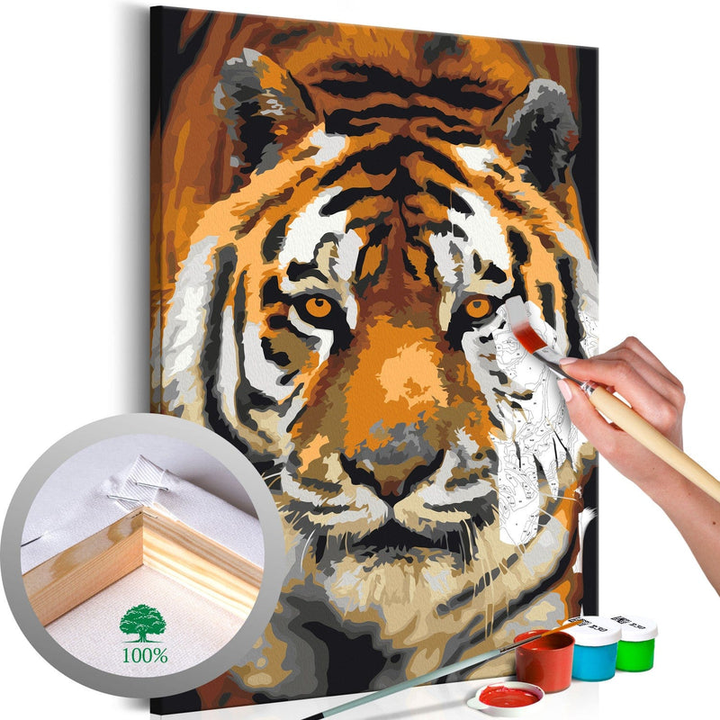 Kanva uz audekla "izkrāso pēc cipariem" - Āzijas tīģeris 40x60 cm Artgeist