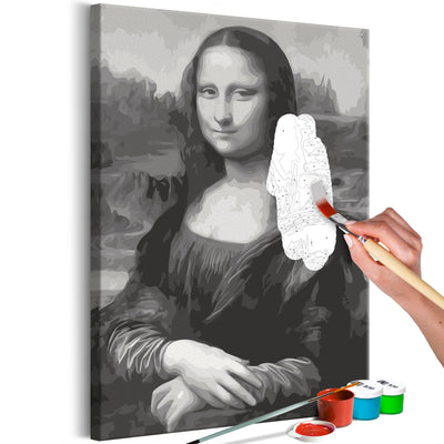 Kanva uz audekla "izkrāso pēc cipariem" - Black and White Mona Lisa 40x60 cm Artgeist