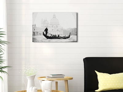 Kanva uz audekla "izkrāso pēc cipariem" - Black and White Venice 60x40 cm Artgeist