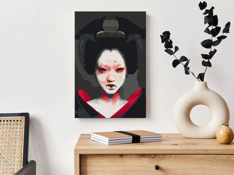 Kanva uz audekla "izkrāso pēc cipariem" - Black Geisha  40x60 cm Artgeist