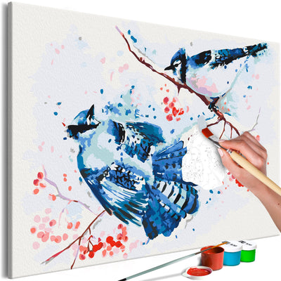 Kanva uz audekla "izkrāso pēc cipariem" - Blue Birds 60x40 cm Artgeist