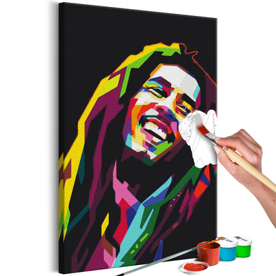 Kanva uz audekla "izkrāso pēc cipariem" - Bob Marley 40x60 cm Artgeist