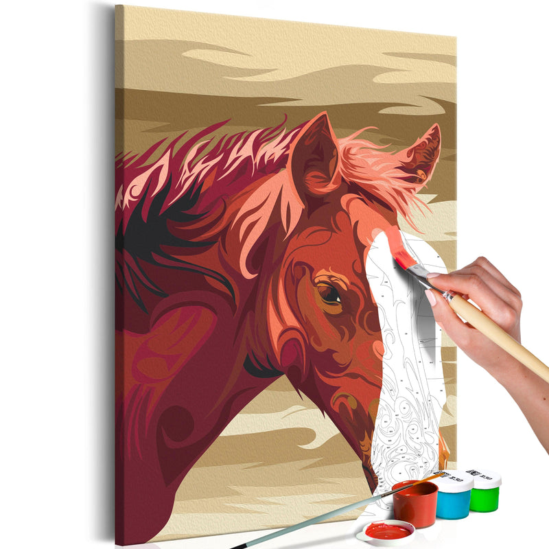Kanva uz audekla "izkrāso pēc cipariem" - Brūns zirgs 40x60 cm Artgeist