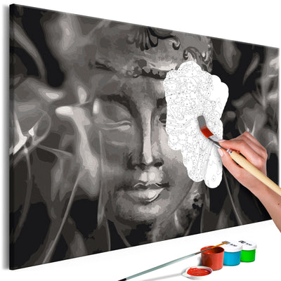 Kanva uz audekla "izkrāso pēc cipariem" - Buda (melnbalta versija) 60x40 cm Artgeist